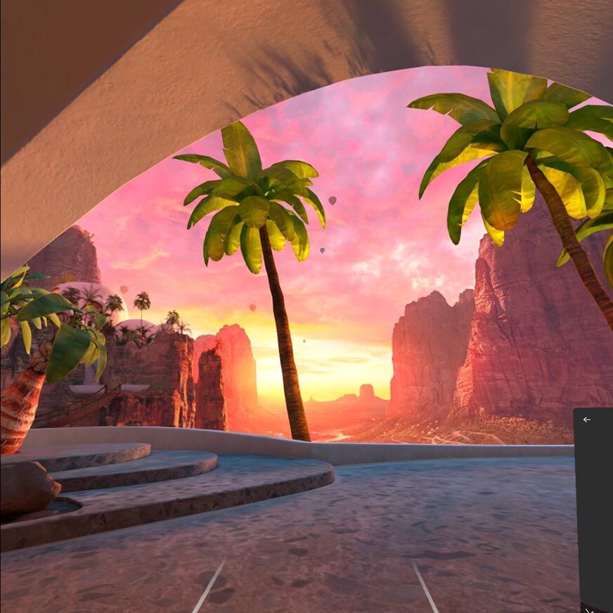 oculus quest 2 palmier et montagne menu